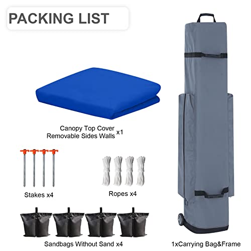 Outdoor Wind 10'X15' Durable Ez Pop Up Canopy Tent Commercial Enclosed Instant Canopy Tent Market Stall With Removable Sides Walls(Blue) #TOP4