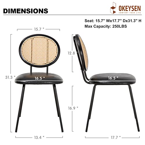 Okeysen Rattan Dining Chair,Indoor Kitchen Dining Chairs Set Of 2,Mid-Century Modern Dining Chairs With Metal Leg&Rattan Backrest,Armless Mesh Back Cane Chairs For Dining Room #TOP1