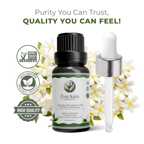 Image of 100% Pure Jasmine Essential Oil | Mood Uplifting & Skin Hydration | Romantic Aromatherapy, Stress Relief & Hair Nourishment | FDA Approved | GMP, IFRA, ISO Certified- 15ml - Pack of 2