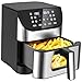 Produktbild Heißluftfritteuse Airfrye 6L mit Sichtfenster & Shake-Reminder, Rescien Friteuse Heissluft Fritteusen mit 360° Heißluft-Zirkulation/bis 205°C/10 Programmen Airfryer/ohne Öl /1500W