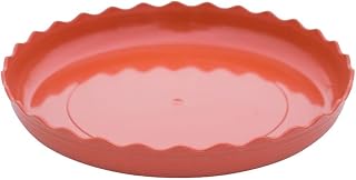 10 Pack Plastic Plant Saucer Durable Round Wave Flower Pot Drip Trays Container for Indoors Outdoors Home Garden Plants, Red (Outer Diameter 8.46''; Inner Diameter 7.28'')