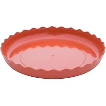 5 Pack Plastic Plant Saucer Durable Round Wave Flower Pot Drip Trays Container for Indoors Outdoors Home Garden Plants, Red Outer Diameter 14.17''; Inner Diameter 12.6''