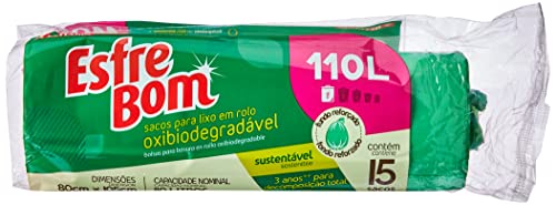 EsfreBom - Saco para Lixo Biodegradável de 110 Litros, Rolo com 15 Sacos, Bettanin