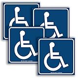 iSYFIX Handicap Signs Stickers Decal Symbol - 4 Pack Reflective Silver 6x6 Inch - Premium Self-Adhesive Vinyl, Decal, Laminated for Ultimate UV, Weather, Scratch and Fade Resistance, Indoor & Outdoor