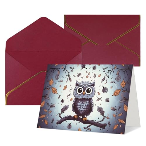 Cartes de vœux branches d'arbre et hibou : design épuré