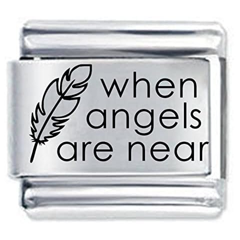 When Angels are Near Etched Italian Charm - fits 9mm Italian Style Charm Bracelets Charms Cover