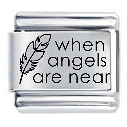 When Angels are Near Etched Italian Charm - fits 9mm Italian Style Charm Bracelets Charms