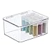 mDesign Plastic Stackable Craft, Sewing, Crochet Storage Container Box with Attached Lid - Compact Organizer and Holder for Thread, Beads, Ribbon, Glitter, Clay - Small, 3