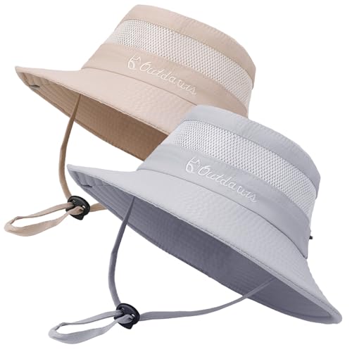 Zhamate 2 PCS Kids Sun Hat Adjustable Bucket Hat Waterproof for Outdoor Beach Fishing