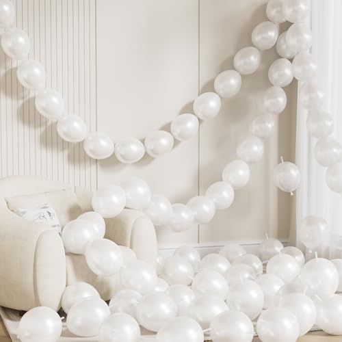 Adeyoo Pearl White Linking Balloons 100PCS 6 Inch Quick Link Latex Balloons for Balloon Wall Heart Arch Garland Chain Decorations Wedding Baby Shower Birthday Party Supplies