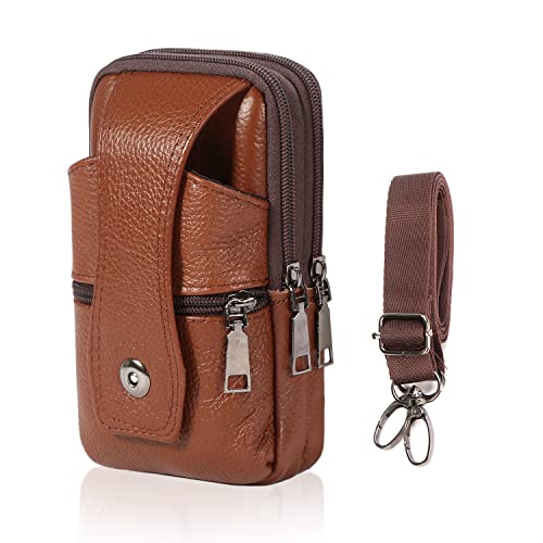 SHAFIRE Leather Mobile Pouch for Men,Multifunction Belt Pouch for Mobile Phone,Large Universal Leather Case Waist Bag (Brown)- Best and cheap mobile covers in India