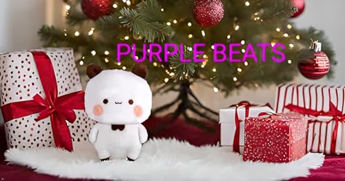 Image of Purple Beats Bubu 25-30cm White Plush Toy for Kids - Adorable Cuddly Companion (BUBU Soft Toy)