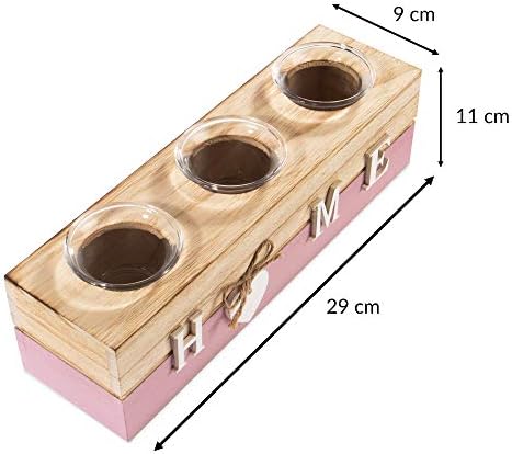 Home Candle Holder | Wooden Tea Light Holder | For Living Room & Bathroom | Home Decor Accessories | Candle Holders for Dining Table | M&W (Pink)