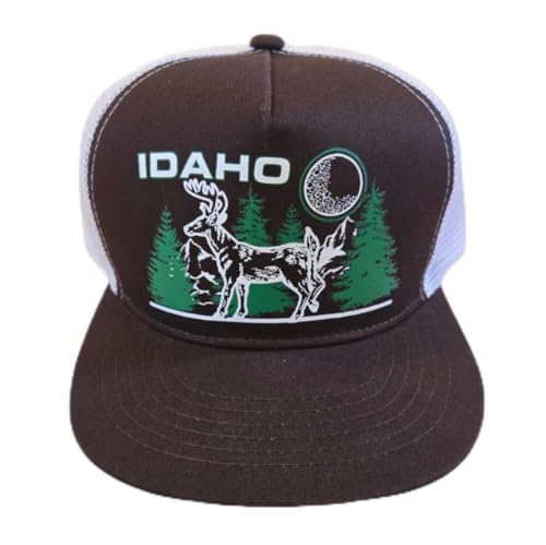 Brown Idaho Deer Buck Mesh Trucker Hat Cap Snapback