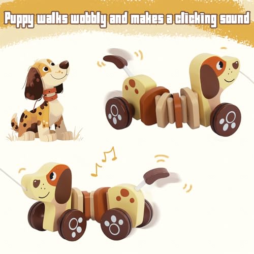 Image of Baby Toys Car,Wooden Pull Along Toddler Toy, Developmental Toy for 1 Year Old Girl Boy Birthday Gift