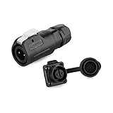 Waterproof m12 3pin Connector, IP67 Waterpoof Power Connector, Black Plastic Industrial Cylindrical Connector for Marine System (3pin Set)