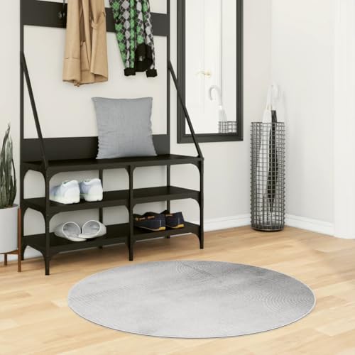 Tapis à poils courts gris Ø 100 cm IZA au design géométrique 3D