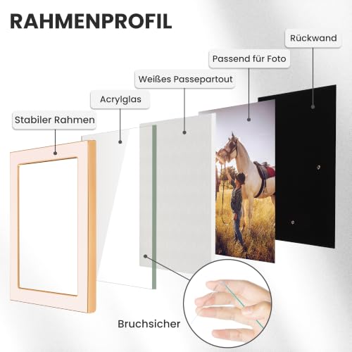 Fun Memories Bilderrahmen, 10,2 x 15,2 cm, rosa Emaille-Glas, mit goldfarbenem Metallrand und Staffelei für die Präsentation von… – Ansicht 5