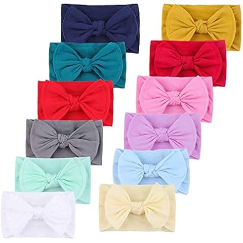 QandSweet Baby Nylon Headbands Newborn Bows Soft Head Wraps for Infant Toddler Girls 12-Pack Cover
