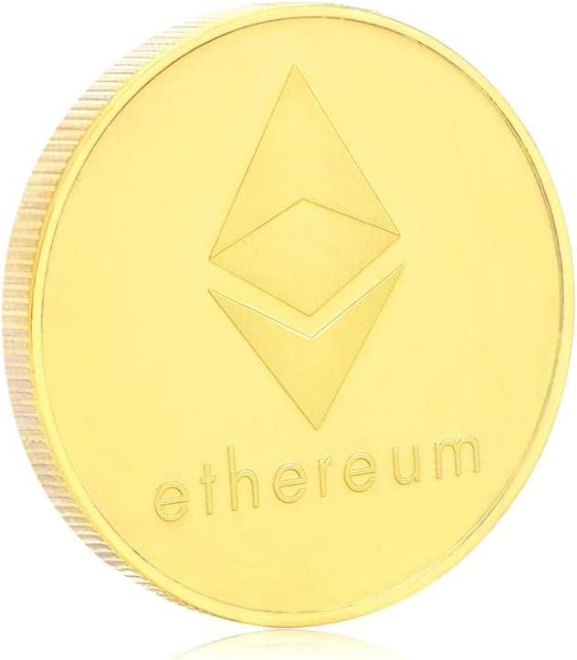 Ethereum Physical Collectors Coin, Gold Plated ETH Collectible Coin Edition, Blockchain Cryptocurrency, Antique Imitation Creative Souvenir