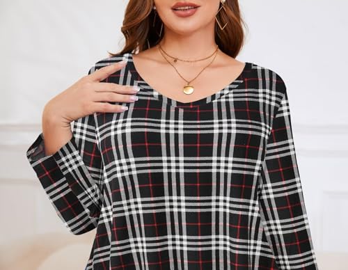 Image of LARACE Tunics 3 /4 Sleeve Plus Size Tops for Women V Neck Loose Fit Flowy Clothing for Leggings