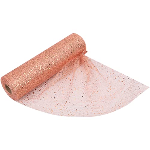 Trimming Shop 11 Inch x 27 Yards Sequin Tulle Fabric Roll Tulle Mesh Fabric for DIY Tutu Skirt Wedding Decoration, Xmas Tree