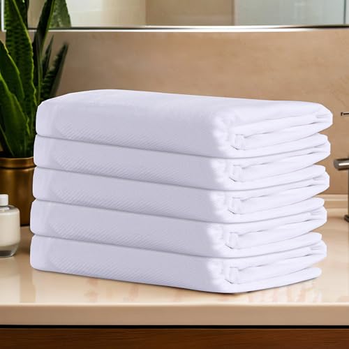 Image of Kuber Industries Pack of 5 Cotton Bath Towel for Women | Super Soft Swimming & Bathing Towel | 30x60 Inch | Travel Cotton Towel & Gamcha | White