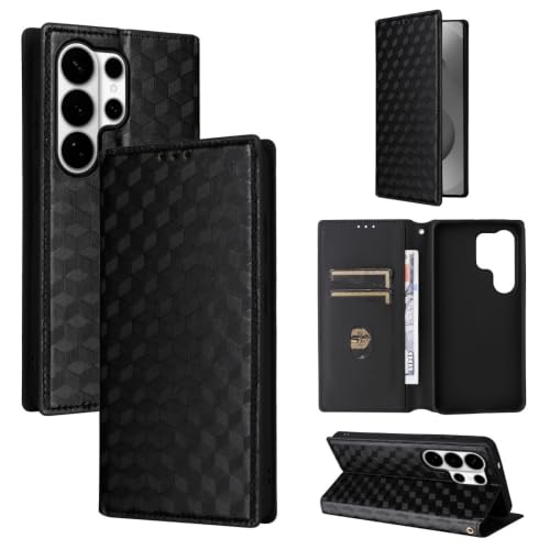 Étui pour Samsung Galaxy A57 5G en cuir noir premium à rabat et texture carbone élégante