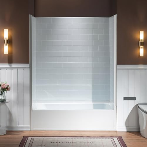 WOODBRIDGE 60” x 32” 4-Piece Direct-to-Stud Alcove Tub Surround, 1-3/4 inch (44mm) Thick, with Right-Drain Hole Soaking Bathtub Combo in White