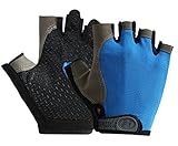 Zacharias Unisex Half-Finger Gloves Men's Cycling Fitness Tactics Outdoor Sports Sunscreen Non-Slip Breathable Thin Fingerless Glove bg-03 (Blue)