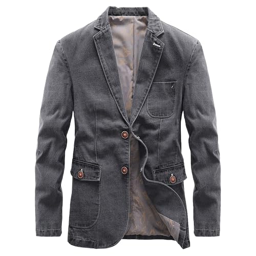Men's Vintage Casual Work Wear Suit Blazer Jacket Sport Coat Two Button Business Suit Jacket