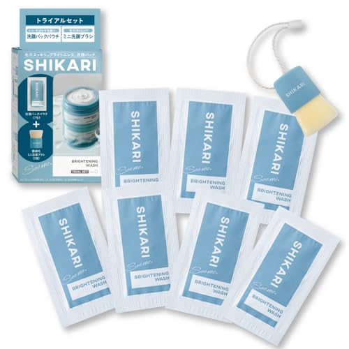 SHIKARI シカリ ブライトニングウォッシュ トライアル ミニブラシ 7包 使い方ガイド付き 薬用 洗顔 ブラシ [ 毛穴 スッキリ 角栓 角質ケア 洗顔フォーム 医薬部外品 ]の画像