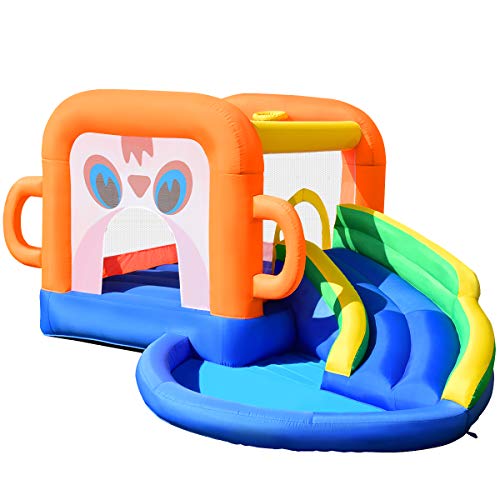 COSTWAY Castillo Hinchable con Tobogán para Niños Piscina de Juegos 3x2x2m Parque Acuático para Parque Patio Jardín Exterior Interior