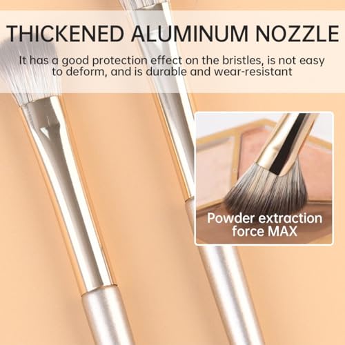 COYUN Juego de 8 Pinceles de Maquillaje con Estuche de Cuero, Cepillo de Cejas Plano, Pincel de Delineador Biselado, Aplicador de Sombra de Ojos para Dar Forma a las Cejas, Aplicar Reflejos y Sombras - imagen 4