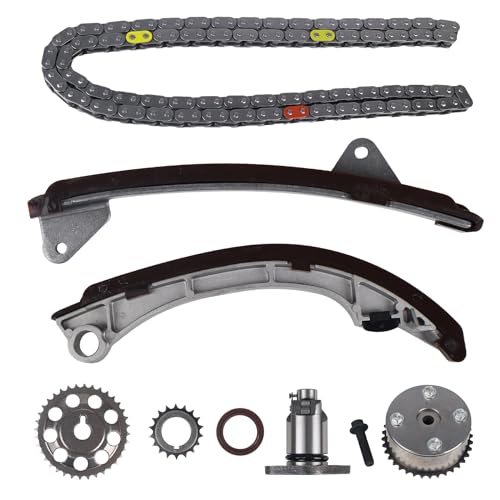KUSATEC 9-4200SA Engine Timing Chain Kit w/Chain Tensioner Guide Rail Sprocket fit for Chevy Prizm 1998-2002; Pontiac Vibe 2003-2008; for Toyota Celica Corolla Matrix MR2 Spyder 98-08; 1.8L TS11845