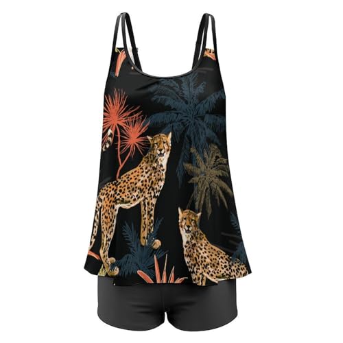 Ensemble bikini tankini léopard d'afrique premium avec robe de plage fluide - 4