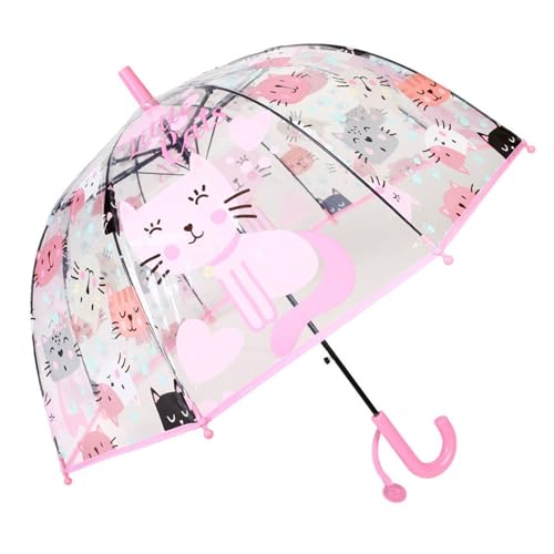 Parapluie bulle transparent motif chat mignon cadeau anniversaire fille 3-8 ans