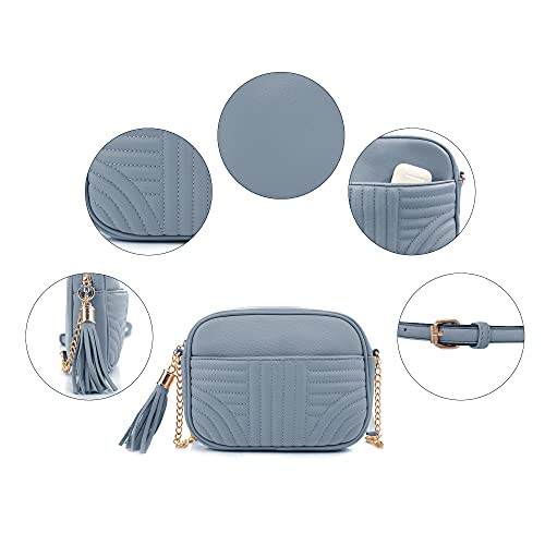 Image of EVVE Quilted Crossbody Bags for Women - Stylish Camera Bag with Tassel - Lightweight Medium Size Shoulder Purse