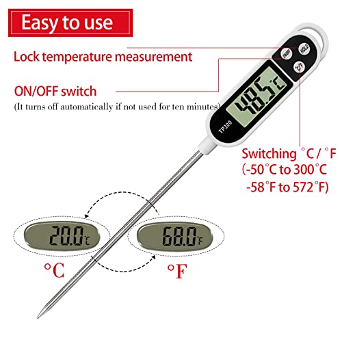 Grillthermometer Fleischthermometer thermometer Küchenthermometer Bratenthermometer Kochthermometer mit 3s Sofortiges Auslesen LCD Bildschirm und Lange Sonde für Küche, Grill,... – Bild 3