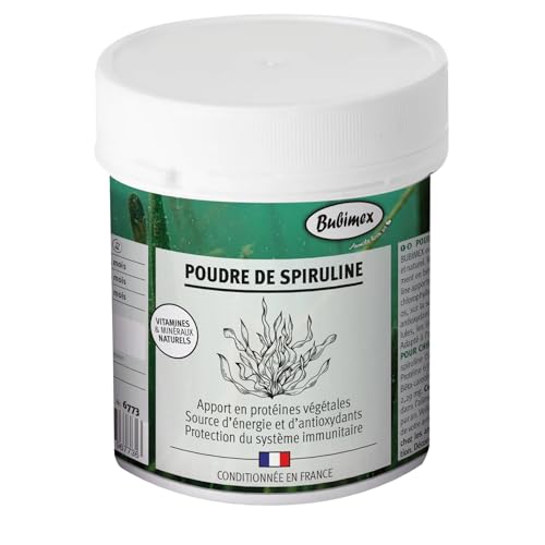 Bubimex - Poudre de Spiruline - Complément Alimentaire 100% Naturel pour Chiens et Chats - Riche en Vitamines et Minéraux - Apport d'Energie, Soutien du Métabolisme et du Système Immunitaire - 400g