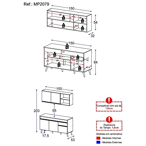 Armário de Cozinha Compacta Veneza Multimóveis Mp2079.895 Preto