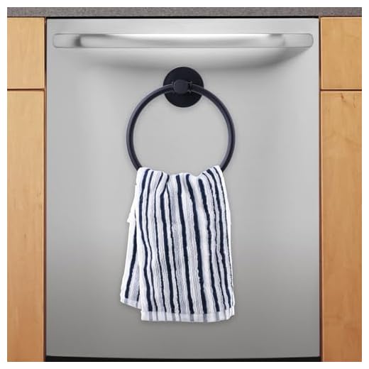 LEVOSHUA Magnetic Towel Ring Hand Towel Holder Towel Rack Towel Hook Hanger for Refrigerator, Kitchen Stove, Oven, Dishwasher, Sink, Laundry Washing Machine Black