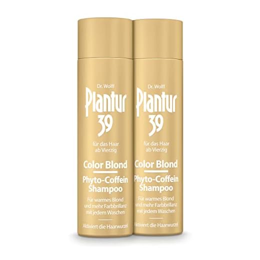 Plantur 39 Color Blond Phyto-Coffein-Shampoo – 2 x 250 ml - Farbauffrischendes Haarshampoo für Frauen zur Aktivierung der Haarwurzel – für blondiertes und blondes Haar