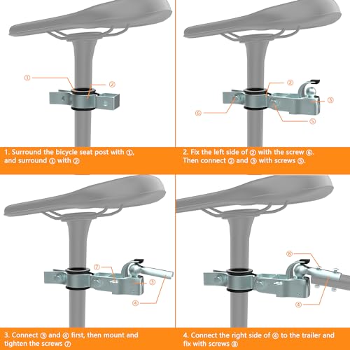 Image of Trailer Hitch for Bicycle, Cargo Trailer Coupling, Durable Steel Material, Suitable for Ordinary Bicycle Seat Post, for Grocery /Camping Transportation