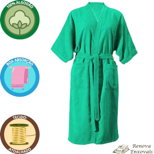 Roupão de Banho Atoalhado 100% Algodão Feminino ou Masculino Adulto - Tamanho P, M, G e GG - p/Pisci
