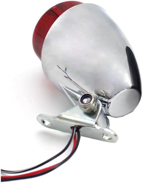 Motorcycle Tail Light Retro LED Red Brake Light License Plate Rear Brake Tail Light for ATV Cafe Racer Bobber Chopper (Silver)