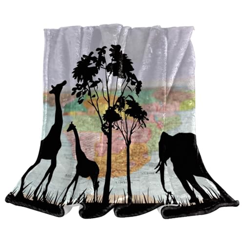 Couverture polaire originale éléphant et girafe, cadeau idéal lit - 2