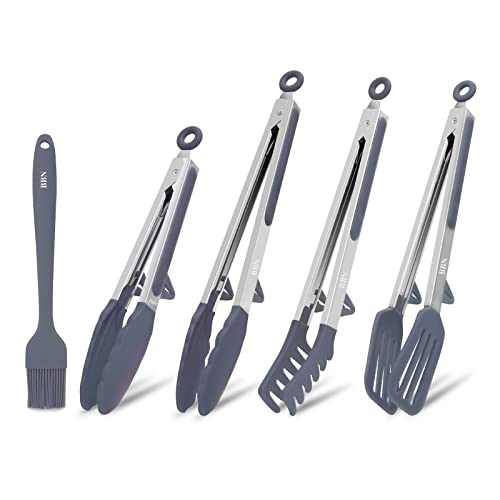 Silikon-Küchenzange 2er-Set, 22,9 Cm – Lebensmittelecht, Hitzebeständig Bis 480°F – Mit Edelstahlgriff & Verriegelung