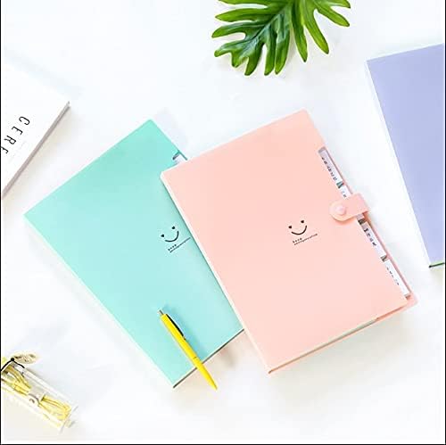 ZILLE - File Folder - Candy Color Document Bag Smile Face A4 File Folder Expanding Wallet Bill Folders For Documents 6 Color Kawaii Carpetas (Lavender)