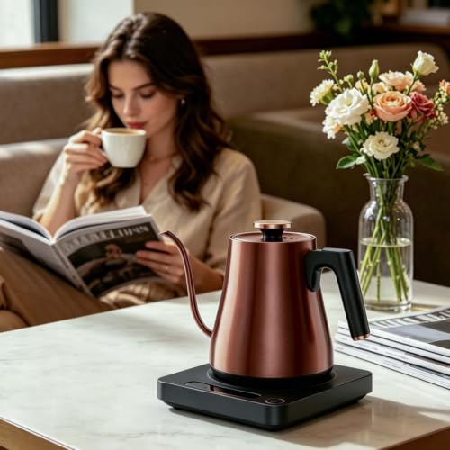 Image of Gooseneck Electric Kettle 1.0L,1000W, Smart, Pour Over, Copper